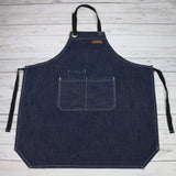 U3009S - CHEF BBQ BLUE Denim Apron| BBQ Apron| Barista Apron| Kitchen Apron |