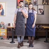 HIGH QUALITY EXTRA LONG 100% DENIM BIB APRON for Chefs, Bartenders, Baristas .