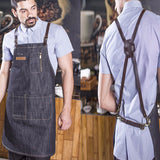 leather denim apron, barista apron, chef apron for cooking, gardening, crafting, tattoo artists, bartenders, baristas, chefs, hair stylists, etc. Personalized gifts for a birthday, wedding, Mother's Day, Father's day ,anniversary or housewarming. Embriodered aprons, Barista apron, BBQ apron, Grill apron, Barber apron, Chef apron